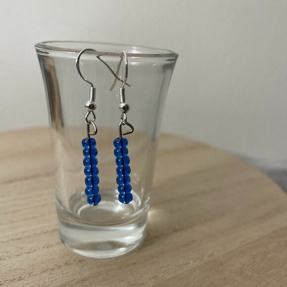 Blue Dangle and Drop Beaded Earrings - Picture 1 of 1